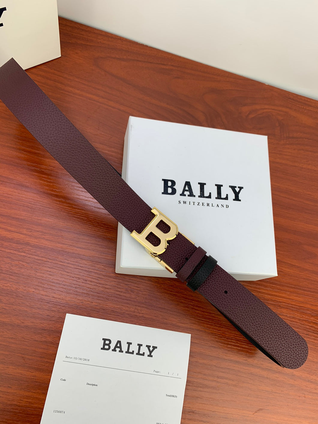 B Belt / Red Wine & Gold