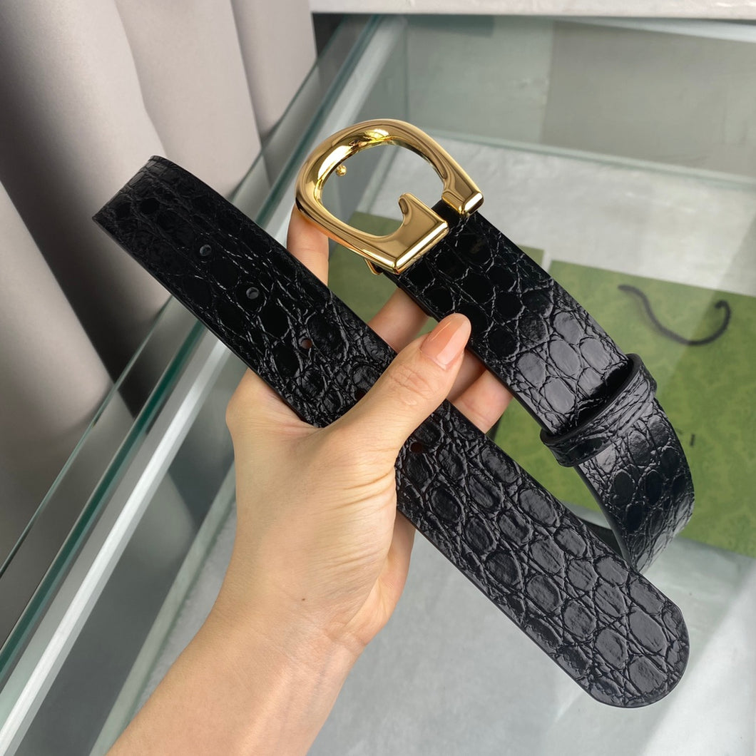 G Belt / Black Croc & Gold