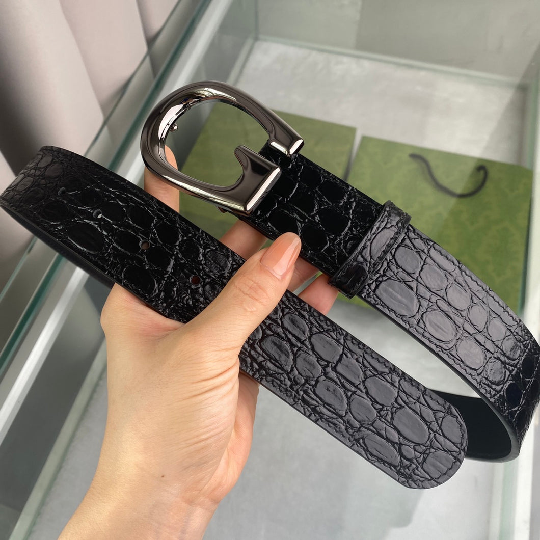 G Belt / Black Croc & Silver