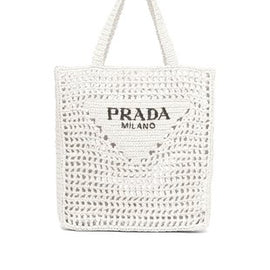 The new raffia fiber tote bag / White