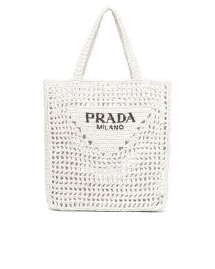 The new raffia fiber tote bag / White