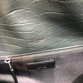 Dark Green Croc Large Niki Crossbody Bag