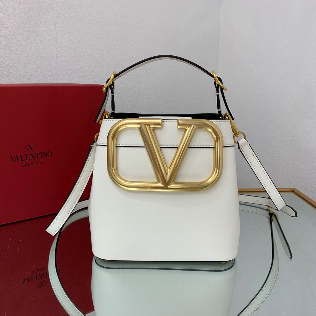 Small White Super Vee Bucket Bag