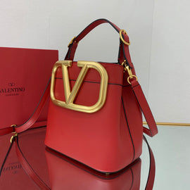 Small Red Super Vee Bucket Bag