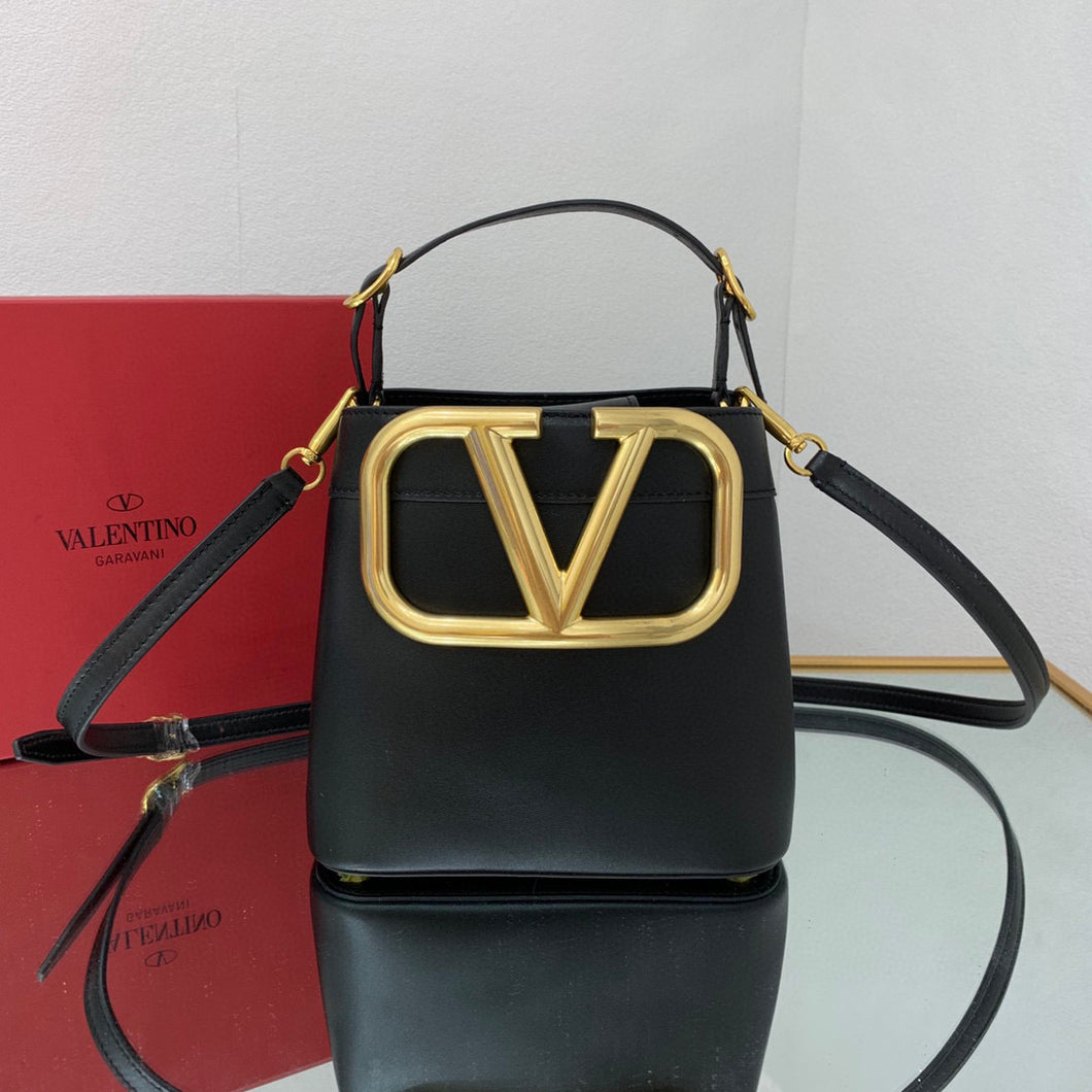 Small Black Super Vee Bucket Bag